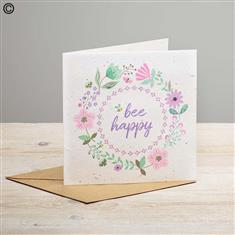 Bee Happy Seeded Flower Greetings Card